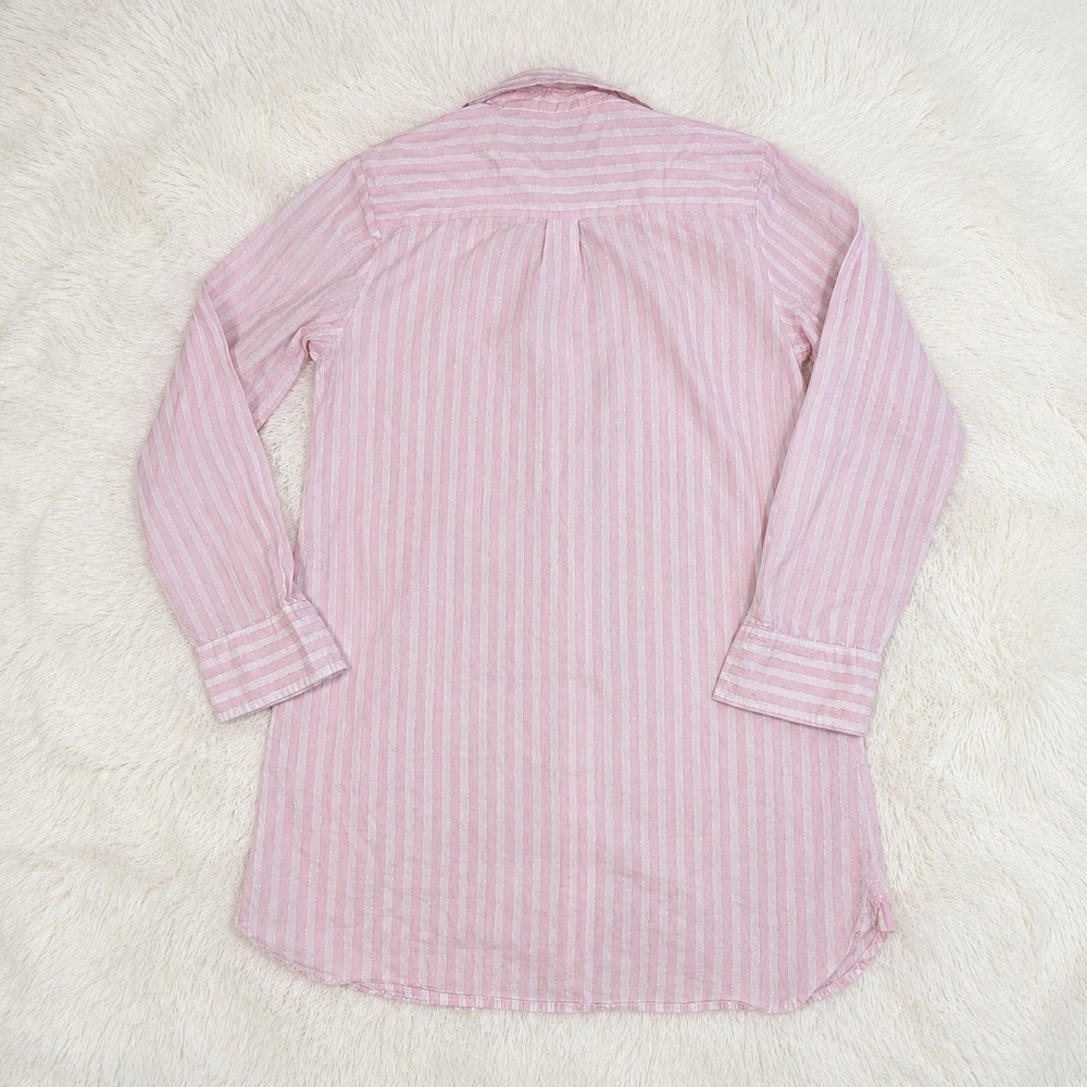 Victorias Secret Sleep Shirt Womens S Pink Cotton Striped Metallic Boyfriend Fit - Picture 7 of 13